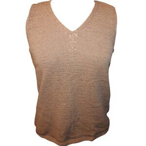 PENDLETON Petite Knit Top Sz M Vintage Sleeveless Tank Blouse Beachy Summer Fall